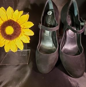 Charles by Charles Davis Black Suede Mary Janes